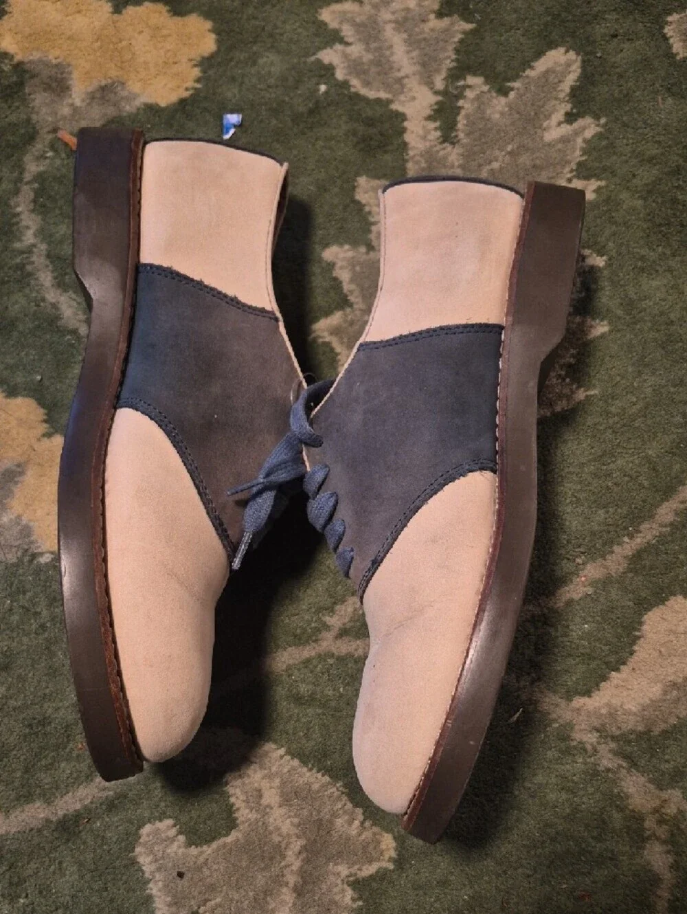 G.H. Bass & Co. Two-Tone Suede Derby Shoes in Blue and Cream